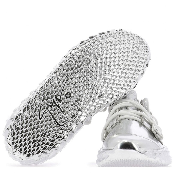 giuseppe zanotti BNIB metallic silver lowtops - Picture 12 of 16